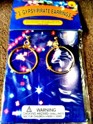 Rubíes ~ Pendientes Clip-On Dorado Talla Única Disfraz Pirata/Gitano Foto 1 de 4