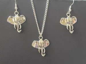 ❤️ SÜSSES ELEFANTEN HALSKETTE & OHRRING SET mit 16" versilberter Kette Weihnachten - Bild 1 von 3