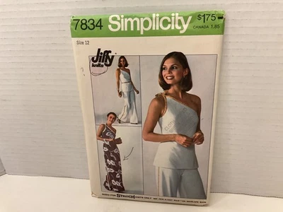 7834 Vintage Simplicity Sewing Pattern Misses 12 1970s Jiffy Knit Pullover Dress - Image 1 of 4