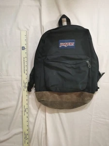 Vintage Jansport Daypack Rucksack schwarz Lederboden - Bild 1 von 6