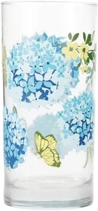 New 6 Libbey Blue Hydrangea 16 oz Tumbler Glass With Butterflies SET - Picture 1 of 1