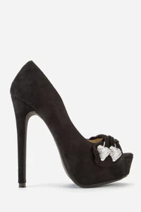 Neu Schwarz Wildleder Optik Peeptoe Plateau Stiletto UK 3 Sale - Bild 1 von 7