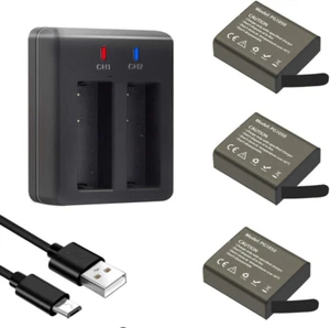 PG1050 Batteria Action Camera, 1050mAh Batterie Ricaricabili 3 Pezzi con USB - Foto 1 di 14