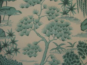 Japanese Oriental Tree Lapis Jacquard Fabric Curtain Upholstery Cushion Blind - Picture 1 of 20