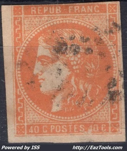 FRANCE EMISSION DE BORDEAUX 40c ORANGE N° 48 AVEC OBLITERATION ETOILE DE PARIS - Picture 1 of 2