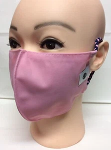 GESICHTSMASKE ~ BOMMEL ~ HELLROSA ~ ROSA & MARINEBLAU GEFLOCHTENE TRÄGER ~ NEU - Bild 1 von 2