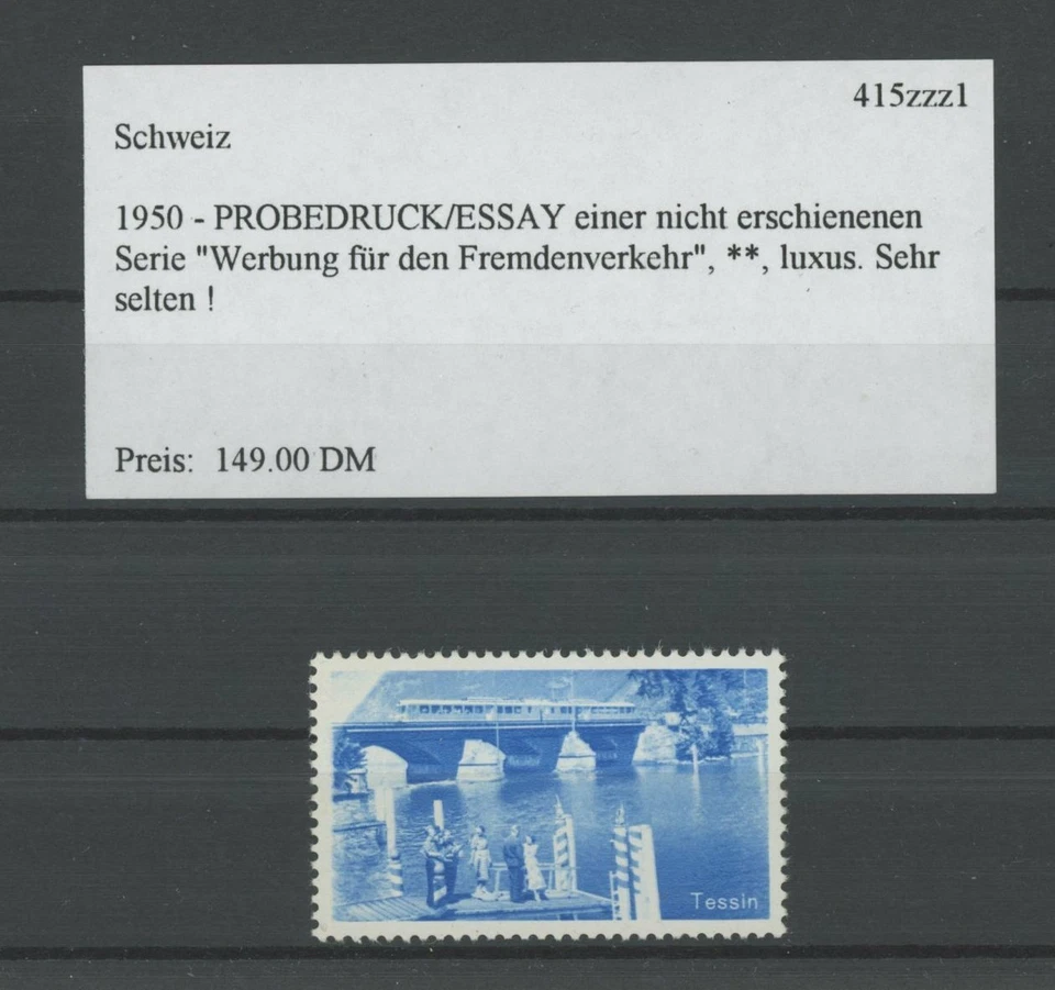 SWITZERLAND SPECIMEN 1950 ESSAY TEST PRINT PROOF TESSIN BRIGDE TRAIN /m2155 - Image 1 of 1