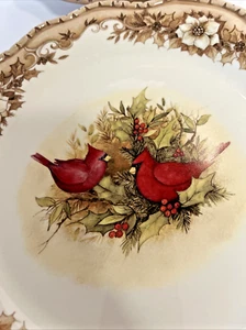 Juego de 4 platos de gres para cena Susan Winget galletas barril cardenales 10,25 pulgadas - Imagen 1 de 10