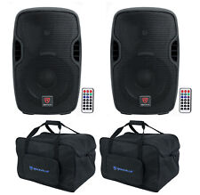 (2) Rockville BPA10 10" 800w DJ PA Speakers w Bluetooth+Carry Bags