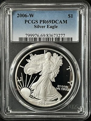 2006-W $1 Deep Cameo Silver Eagle Dollar PCGS PR69DCAM  83673277 - Image 1 of 2