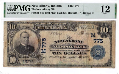 $10 1902 PB National NEW ALBANY Indiana IN 🇺🇸 Rare 🇺🇸 Only 9 on Census 🇺🇸 - Image 1 of 2