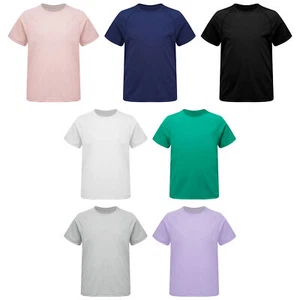 Kids Boys Girls Blouse Athletic Shirt Summer Tops Workout T-Shirt Solid Color - Picture 1 of 51