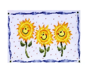 SMILING SUNFLOWERS - Needlepoint - DMC, France - (NC013)(1026) - Picture 1 of 1