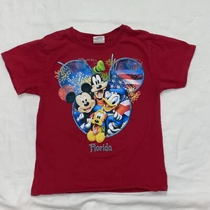 Disney World Florida Kinder kleines kurzärmliges T-Shirt rot Herz Logo Größe S 6-7 - Bild 1 von 5