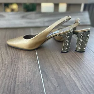 Scarpe vintage Proxy Gold Slingback made in Spain taglia 8,5 - Foto 1 di 8
