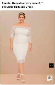 TORRID BODYCON-KLEID FÜR BESONDERE ANLÄSSE ELFENBEIN SPITZE SCHULTERFREI HOCHZEIT GRÖSSE 20 0216 - Bild 1 von 5