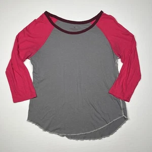 American Eagle Outfitters Long Sleeve Womens Size Large Pink Gray Shirt Top - Picture 1 of 5