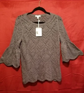 LC Lauren Conrad 3/4 bell sleeve  Blouse Top Size XSmall color gray - Picture 1 of 4