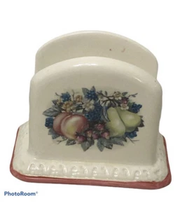 Vintage Avon Sweet Country Harvest Ceramic Napkin Holder Fruit Floral - Picture 1 of 8