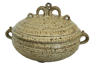 Soupière couverte, bol, poterie d'art d'atelier, lapin McBride, Iowa, vintage, 12" - Photo 1/12