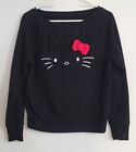 VANS X Hello Kitty Women's Sweatshirt Small Black Logo Graphic Crewneck Bow Face