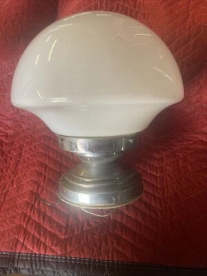Lámpara cromada Art Deco de vidrio con leche para cocina porche escuela casa Foto 1 de 4