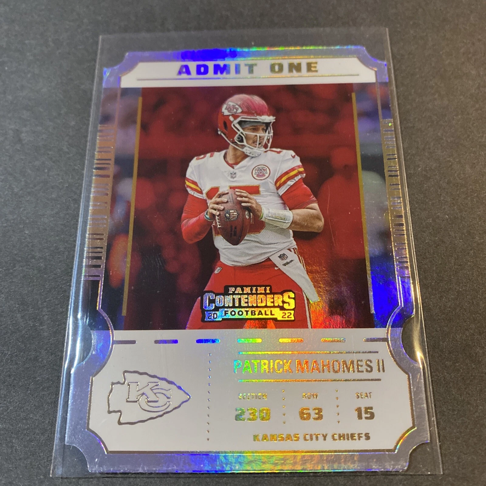 2022 Panini Contenders Patrick Mahomes Admit One Die-Cut SSP Case Hit (AO-PMA)