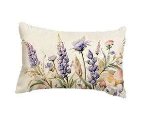 Floral Decorative Throw Pillow Cover 20 x 12 inches Blooming 20×12 Purple - Picture 1 of 7