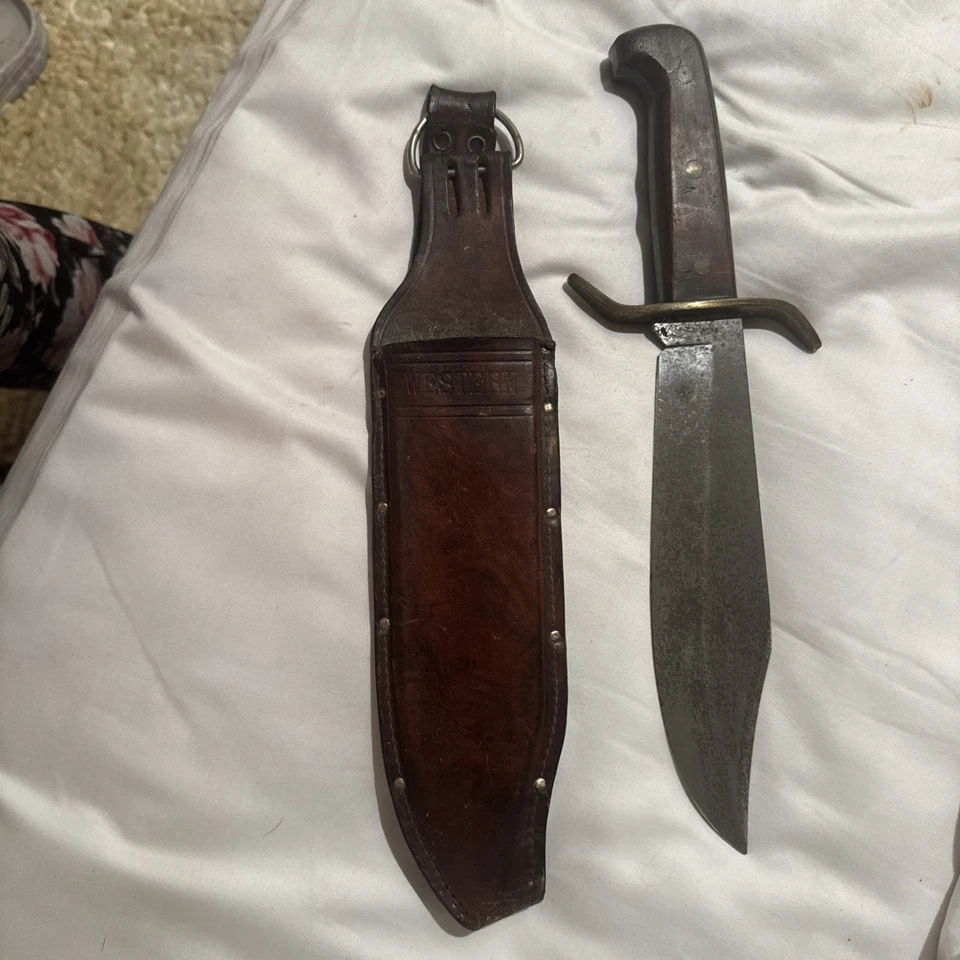 Cuchillo de Lucha Bowie Fino 1981 De Colección 9" Hoja Western Cutlery W-49 * EE. UU. Foto 1 de 4