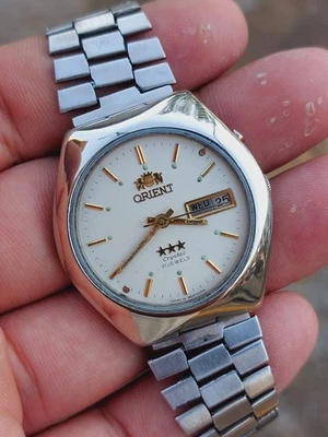 Vintage Orient Crystal Automatic 21 Jewels Stainless Steel Men wristwatch Japan - Image 1 of 4