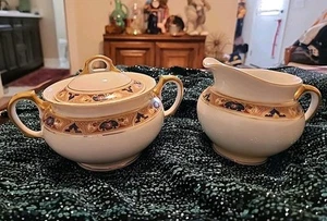 Epiag Orientale Sugar With Lid & Creamer Czechoslovakia China Vintage Rare K - Picture 1 of 16