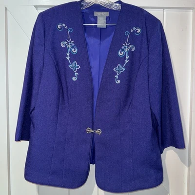 Jaqueta feminina vintage Koret roxa com ombreiras - Imagem 1 de 4