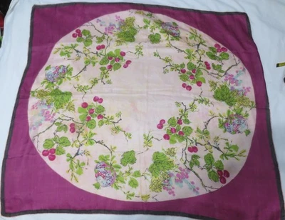 Vtg Cherries 100% Silk  Scarf  Square Hand rolled Hem - Image 1 of 4