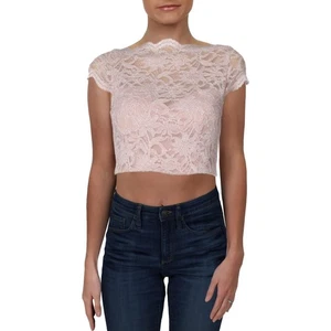 City Studio Womens Pink Lace Glitter Crop Top Blouse Juniors 3 1755 - Picture 1 of 2