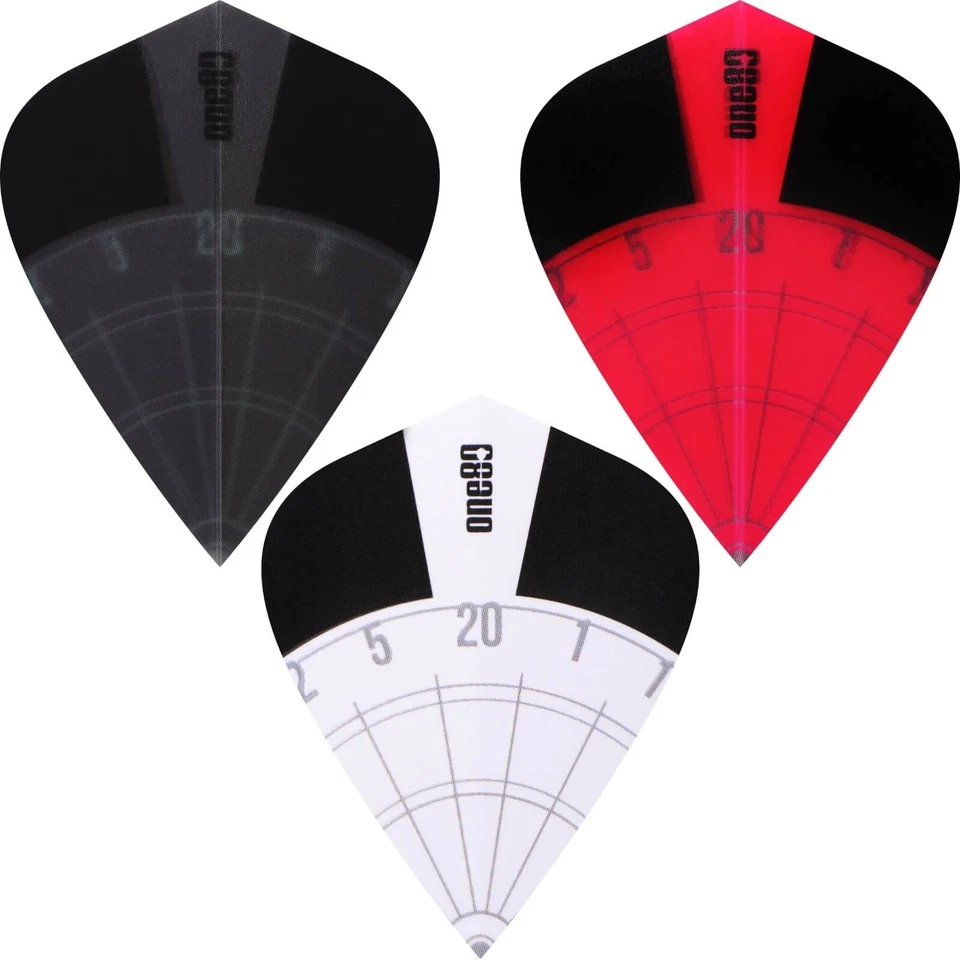 1, 5 or 10 Sets | One80 Spectra Dart Flights | Kite Shape | Black Red White - image 1 of 1