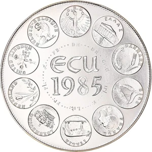 Frankreich, Medaille, Ecu Europa, Marianne, 1985, Rodier, STGL, Silber - Bild 1 von 2