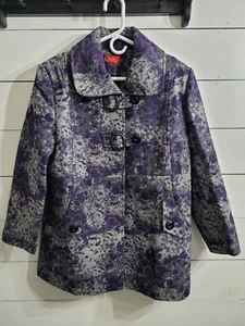 Jinhui Gray Purple & Gray Floral Polyester Jacket Size XL NWOT EC - Picture 1 of 16