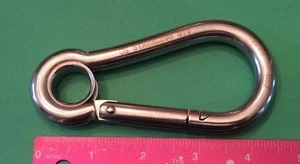Stainless Steel 316 Spring Hook with Eyelet Carabiner 7/16" (11mm) Marine Grade - Picture 1 of 6