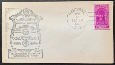 1939 FIRST DAY ISSUE INAUGURATION OF WASHINGTON STAMP NEW YORK N.Y W/ SCOTT #854 - Image 1 of 2