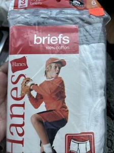 NEW VINTAGE HANES 3-PACK BOYS BRIEFS UNDERWEAR USA MADE SIZE 6 DATED 2005 SEALED - Picture 1 of 3