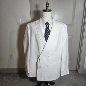 $260 NWT Murano 2XT Baird McNutt Linen Blazer Jacket Men White Doublebreasted - Picture 1 of 20