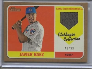2018 Topps Heritage Clubhouse Collection Javier Baez gray jersey gold 48/99 Cubs - Picture 1 of 1