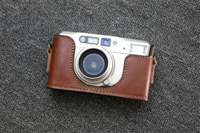 Medio estuche de cuero hecho a mano para cámara Contax TVS amarillo marrón estilo retro cubierta Foto 1 de 4