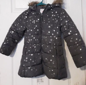 The Children's Place Girls Gray Long Sleeve Hooded Puffer Jacket 5/ - Picture 1 of 8