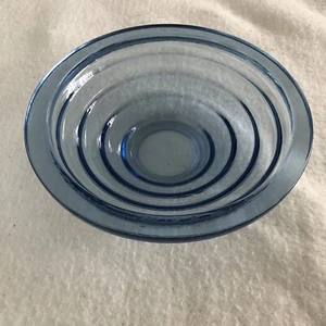 Blue Glass Centerpiece Bowl Ribbed Italian Modern Richard Lauke Art Deco (7 1/4) - Picture 1 of 7