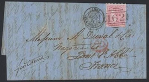 UK GB 1861 40 QUEEN VICTORIA PALE CARMINE SG 63, 64, 65 O 66 CARDIFF A FRANCIA  - Imagen 1 de 2