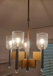 Lampadario vintage Gaetano Sciolari "Domino", anni '70 + applique - Foto 1 di 13
