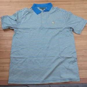 Masters Collection Golf 100% Pima Cotton Polo Shirt Large Blue/yellow - Picture 1 of 4