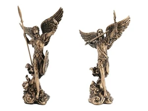 Set of 2 St Remiel & Uriel Archangel Statue Miniature Cold Cast Bronze and Resin - Picture 1 of 1