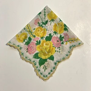 Rosa Gelb Rose Brautjungfer Taschentuch Hochzeit Landhaus Kern Oma Vintage FLECK - Bild 1 von 4